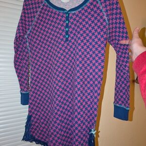 Honeydew Intimates Pink and Blue Houndstooth Top
